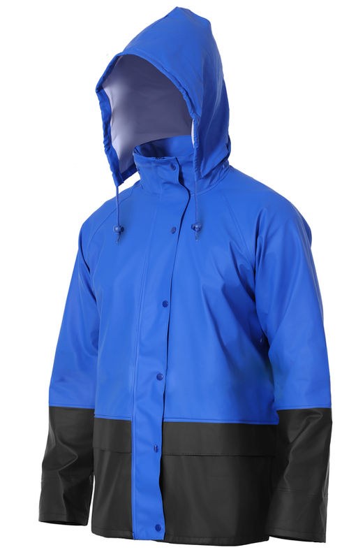 Blue and black waterproof work jacket