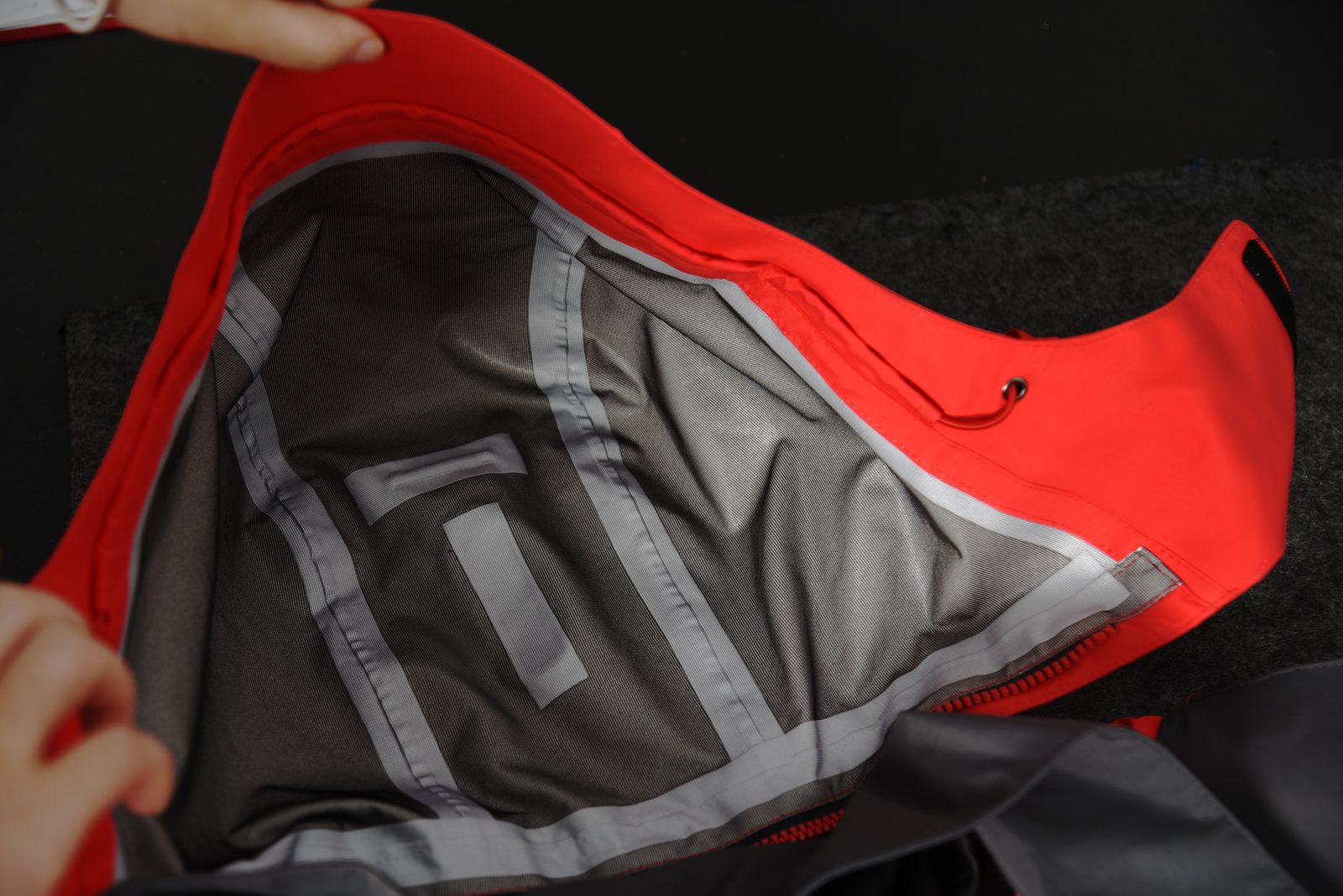 Waterproof shell jacket construction detail